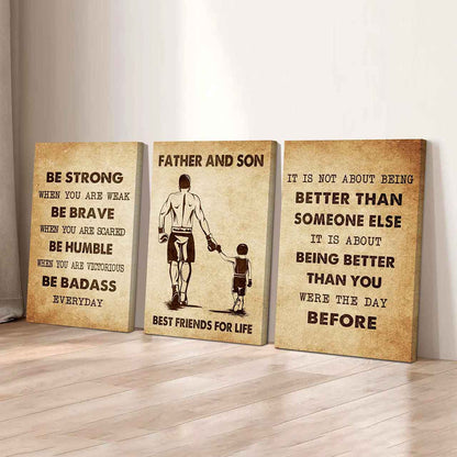 Combo 3 Biker Poster Canvas Be Strong When You Are Weak - It's Not About Being Better Than Someone Else It's About Being Better Than You Were The Day Before