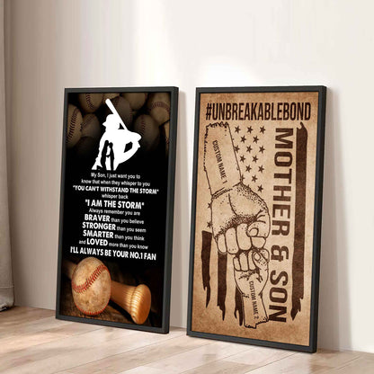 Unbreakable Bond Sport Canvas Set From Mom To Son Whisper Back I'm The Storm You Are Braver Than You Believe