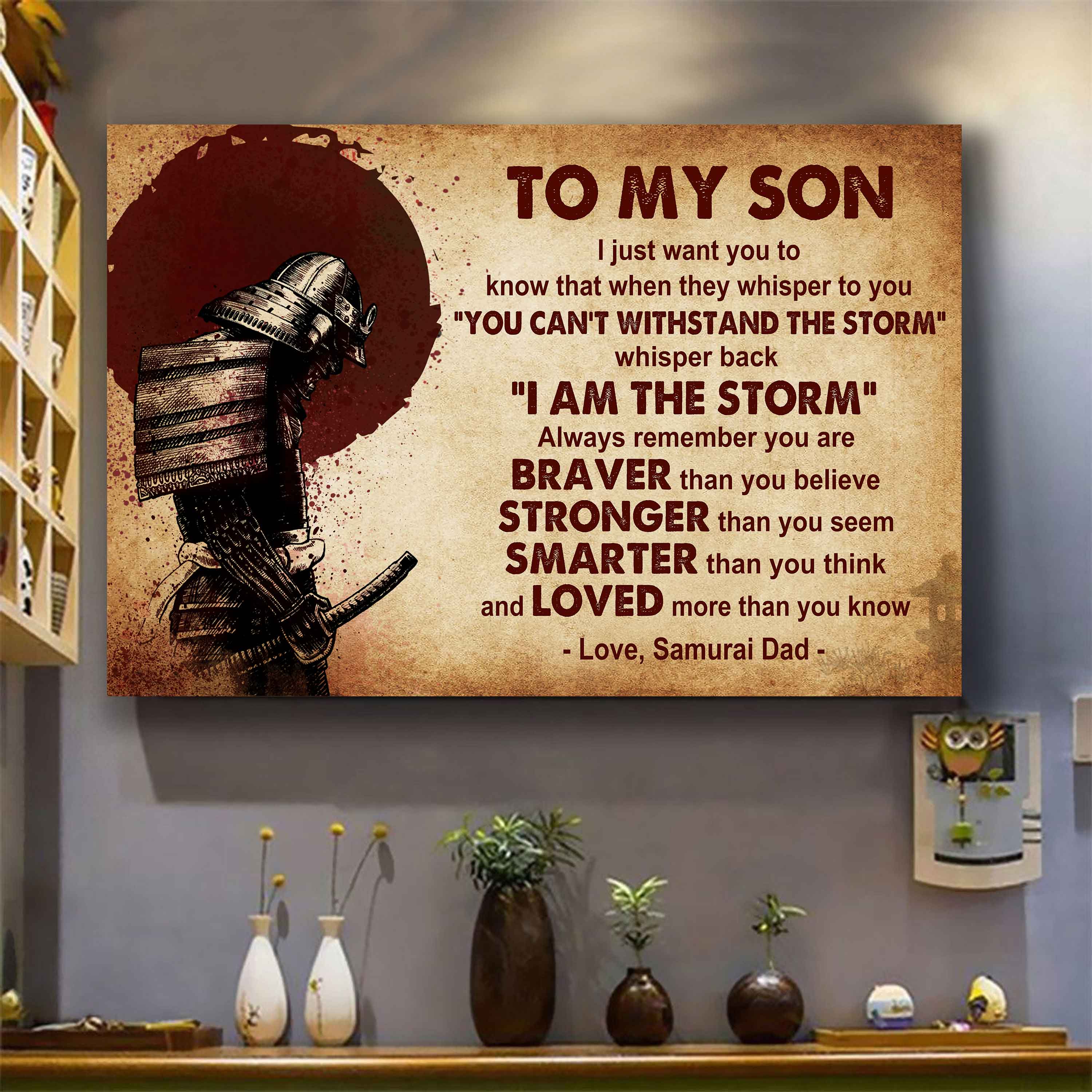 New Version Warrior Poster Canvas Whisper Back I'm The Storm From Dad To Son Gift For Your Son Motivational Quotes