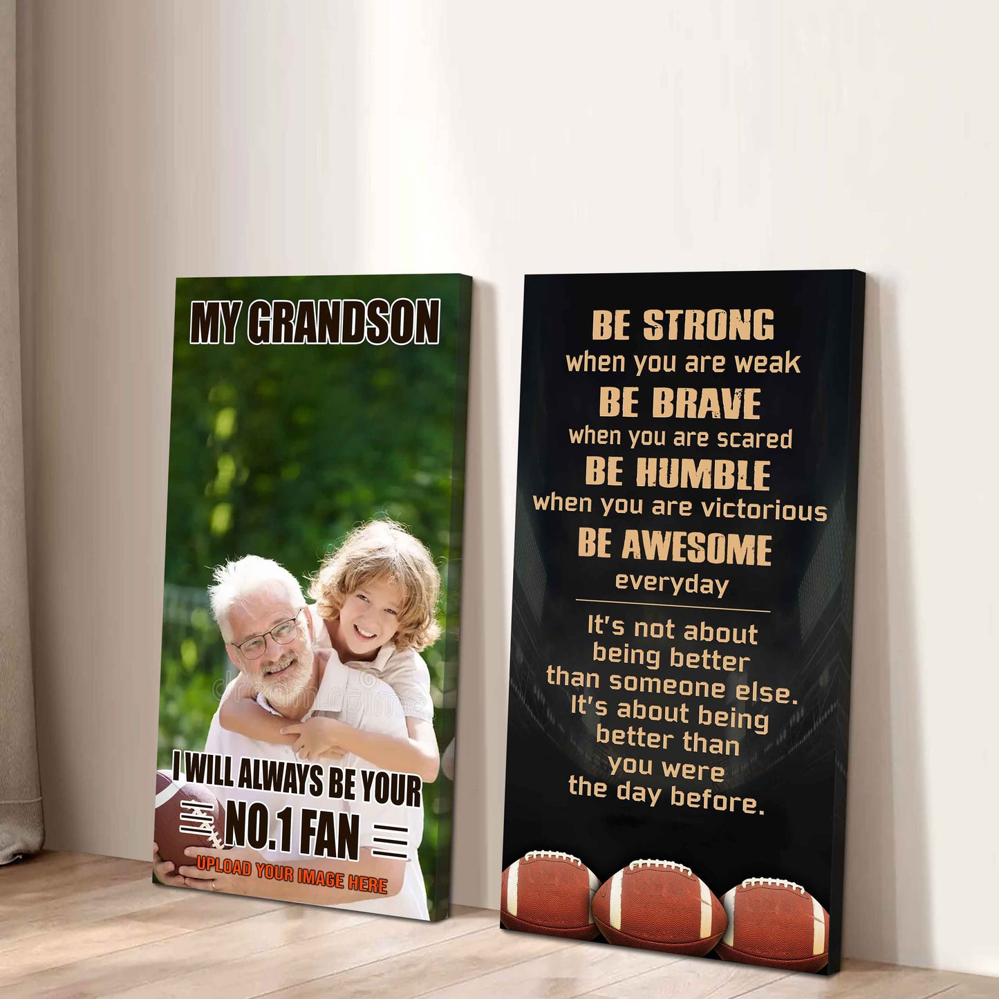 My Grandson Be Strong When You Are Weak Be Awesome Everyday Set 2 Canvas Wall Art From Grandpa To Grandson