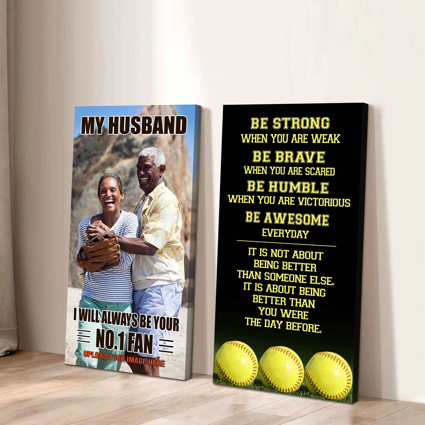 Old Sport Couple To My Husband Be Strong When You Are Weak Be Badass Everyday Set 2 Canvas Wall Art