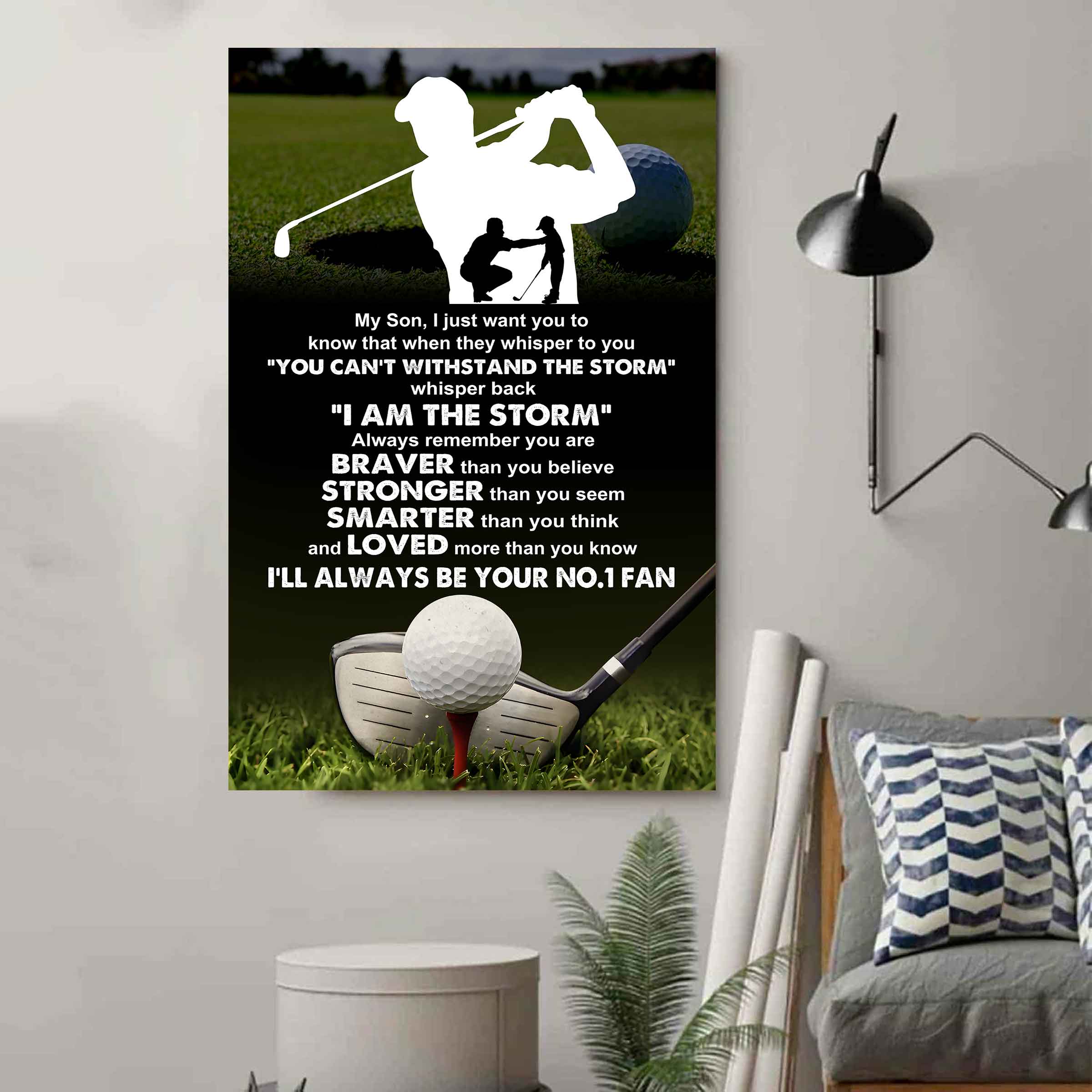 Sport Poster Canvas Dad To Son - Whisper Back I Am The Storm I Will Always Your No 1 Fan