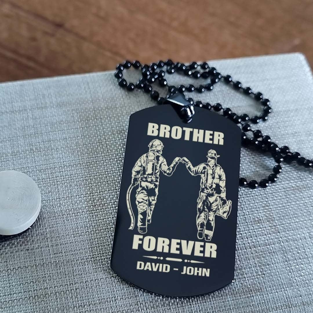 Ver3W Vikings customizable engraved black dog tag double sided gift from brother, brother forever