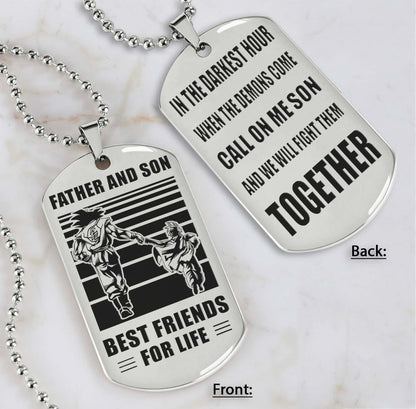 Cowboy Personalized Double Sided Dog Tag Call On Me Son And We Will Fight Them Together Gifts For Your Son From Dad