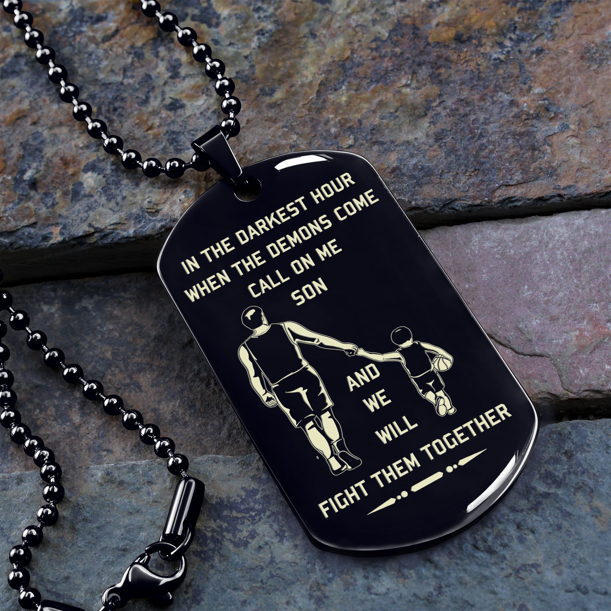 VC Personalized Double Sided Dog Tag Father And Son Best Friends For Life - Message on the back side