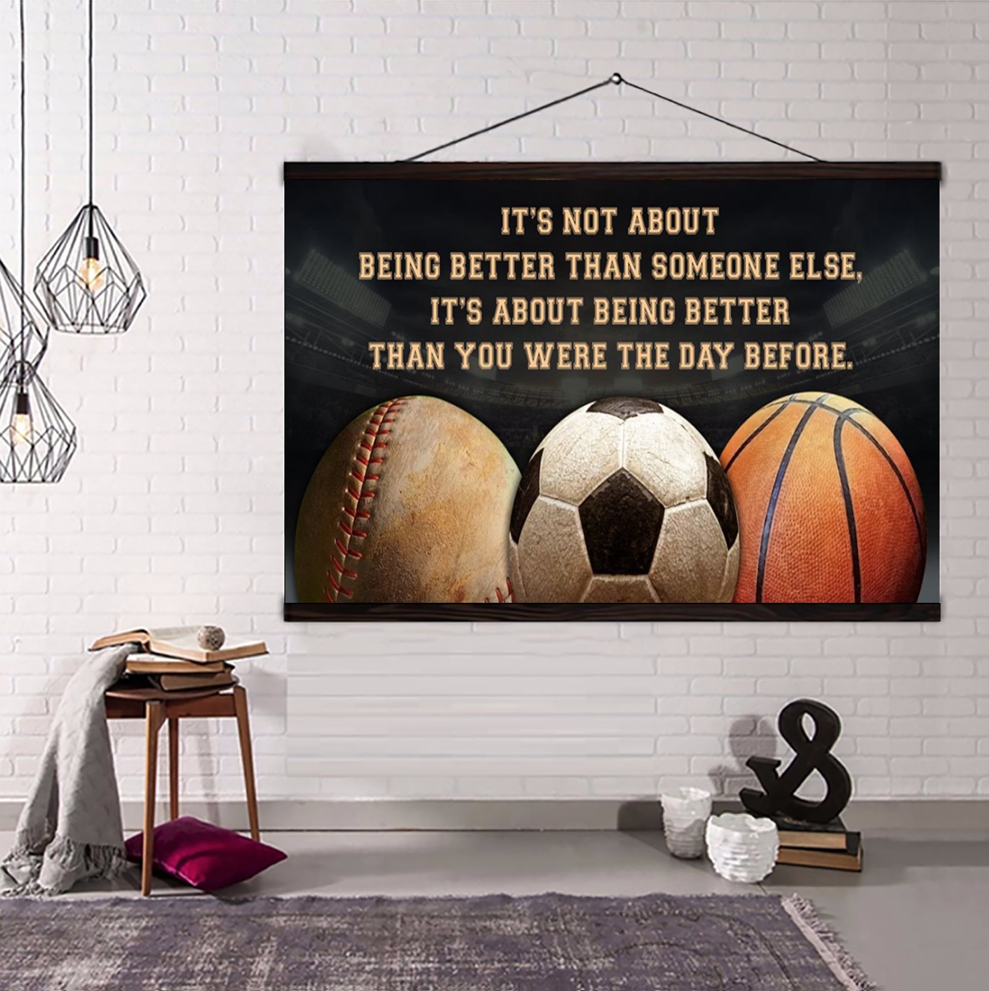 Basketball Ver 5 Customizable Poster Canvas It is not about better than someone else, It is about being better than you were the day before