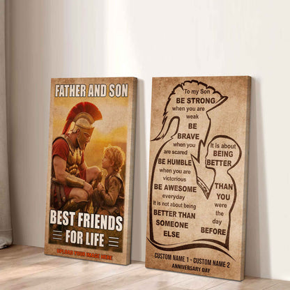 Spartan Canvas Set Father And Son Best Friend For Life - With Message Quotes