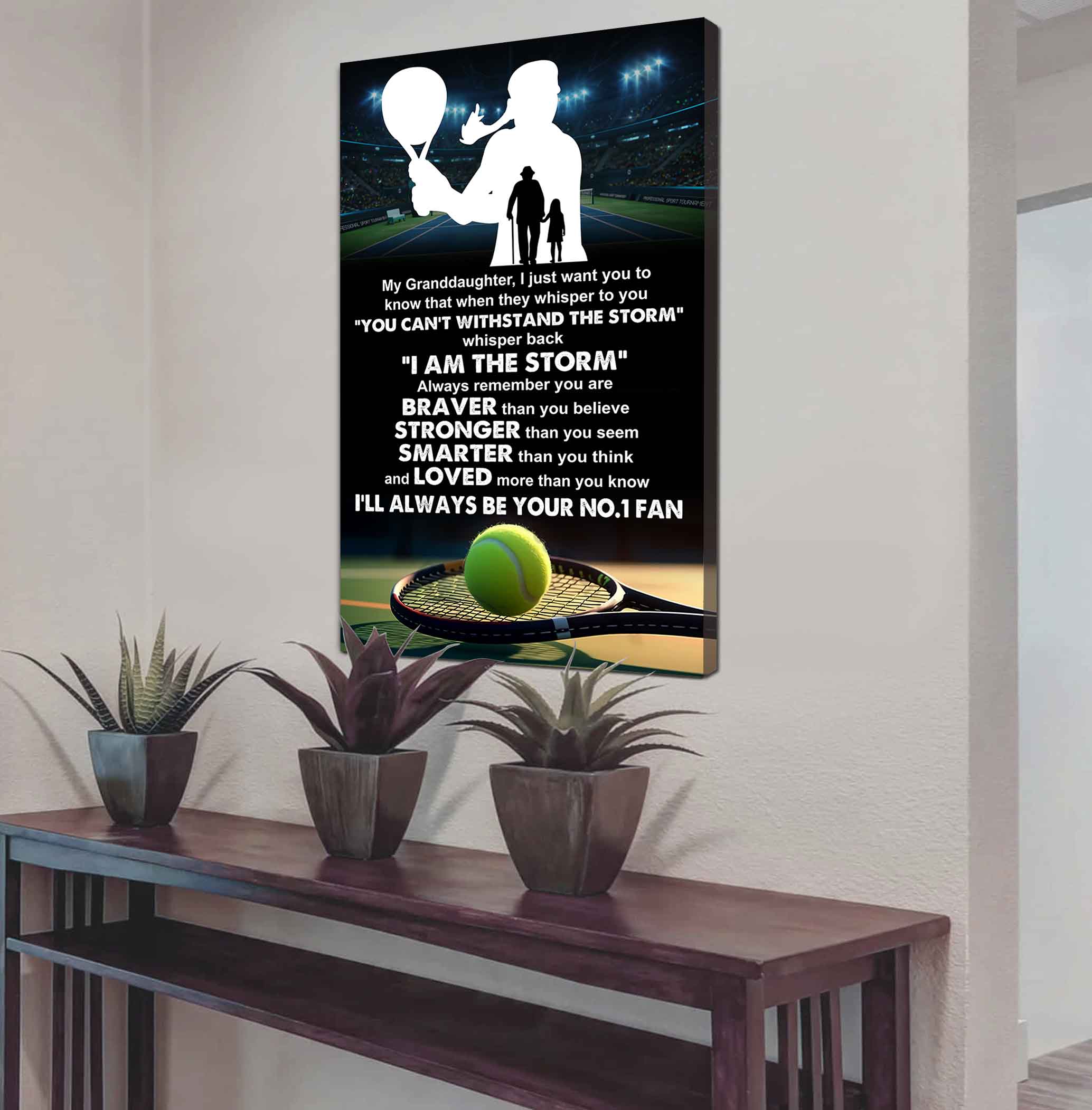 Baketball Poster Canvas Grandpa To Granddaughter - Whisper Back I Am The Storm I Will Always Your No 1 Fan