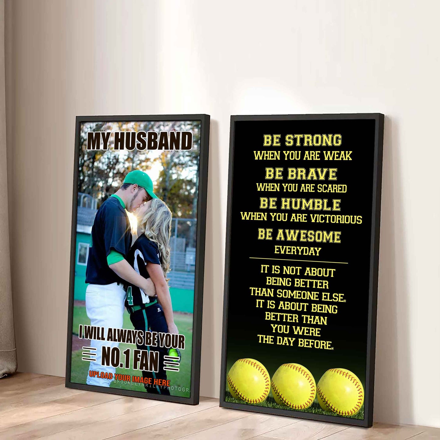 Young Sport Couple To My Husband Be Strong When You Are Weak Be Badass Everyday Set 2 Canvas Wall Art