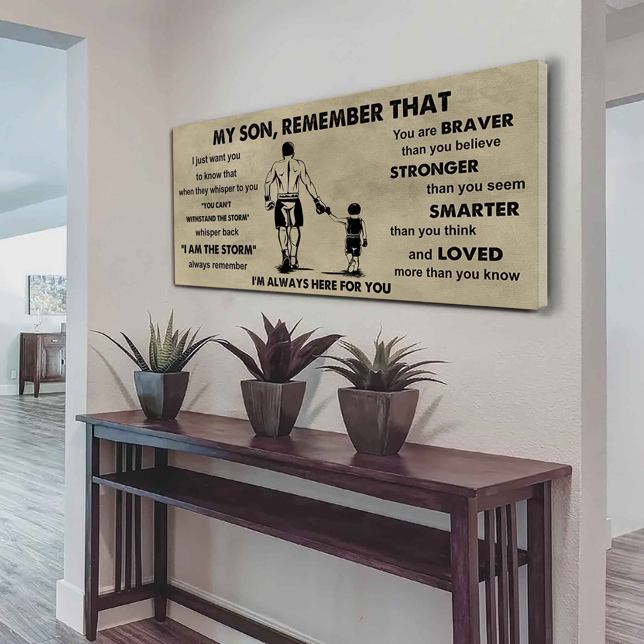 Personalized Sport Poster Canvas -  My Son Remember That Whisper Back I Am The Storm