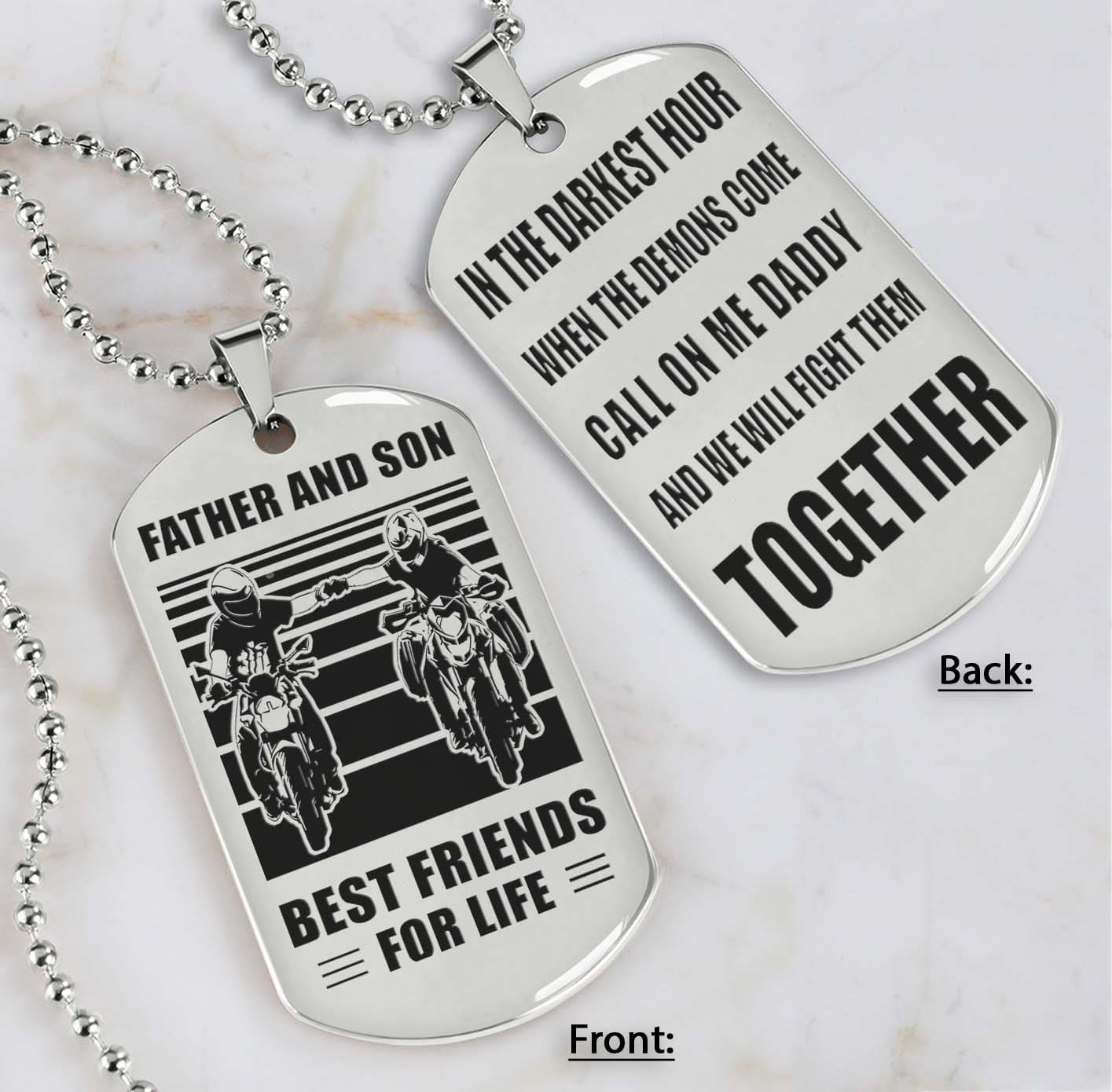 Samurai Personalized Double Sided Dog Tag Call On Me Daddy And We Will Fight Them Together Gifts For Your Dad, From Son To Dad