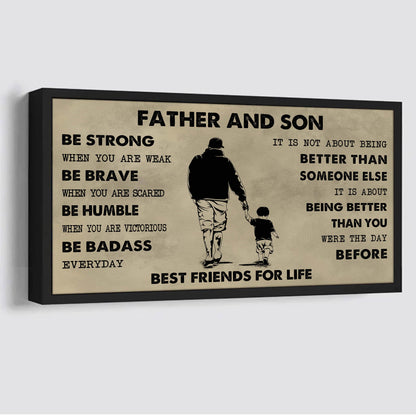 Biker Father And Daughter Best Friends For Life - Be Strong When You Are Weak Poster Canvas Gift For Son From Father