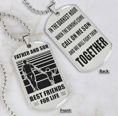 Cowboy Personalized Double Sided Dog Tag Call On Me Son And We Will Fight Them Together Gifts For Your Son From Dad