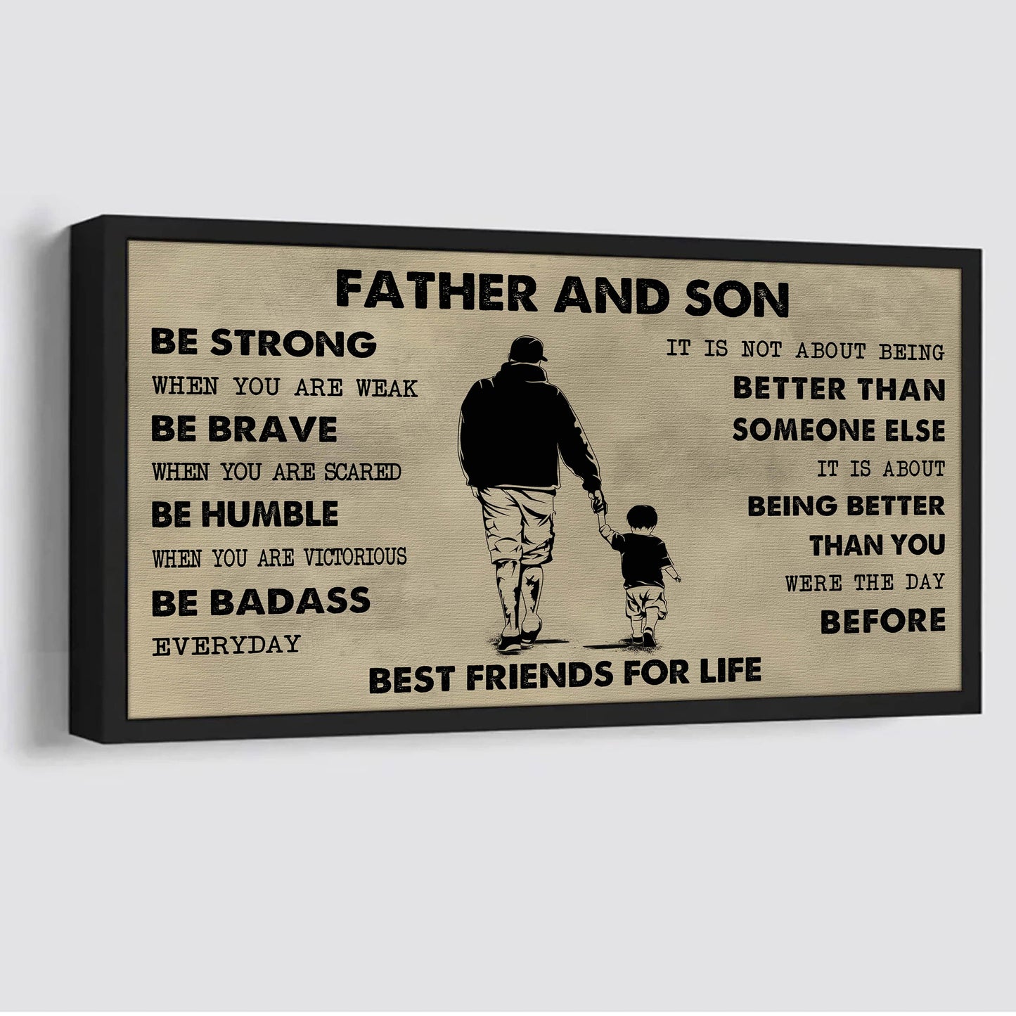 Biker Father And Daughter Best Friends For Life - Be Strong When You Are Weak Poster Canvas Gift For Son From Father