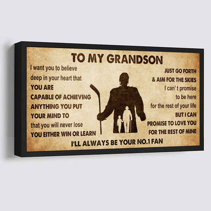 Personalized Sport Poster Canvas I'll Be Your No 1 Fan Grandpa To Grandson - You Will Never Lose You Either Win Or Learn