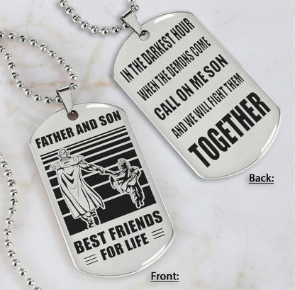 Cowboy Personalized Double Sided Dog Tag Call On Me Son And We Will Fight Them Together Gifts For Your Son From Dad