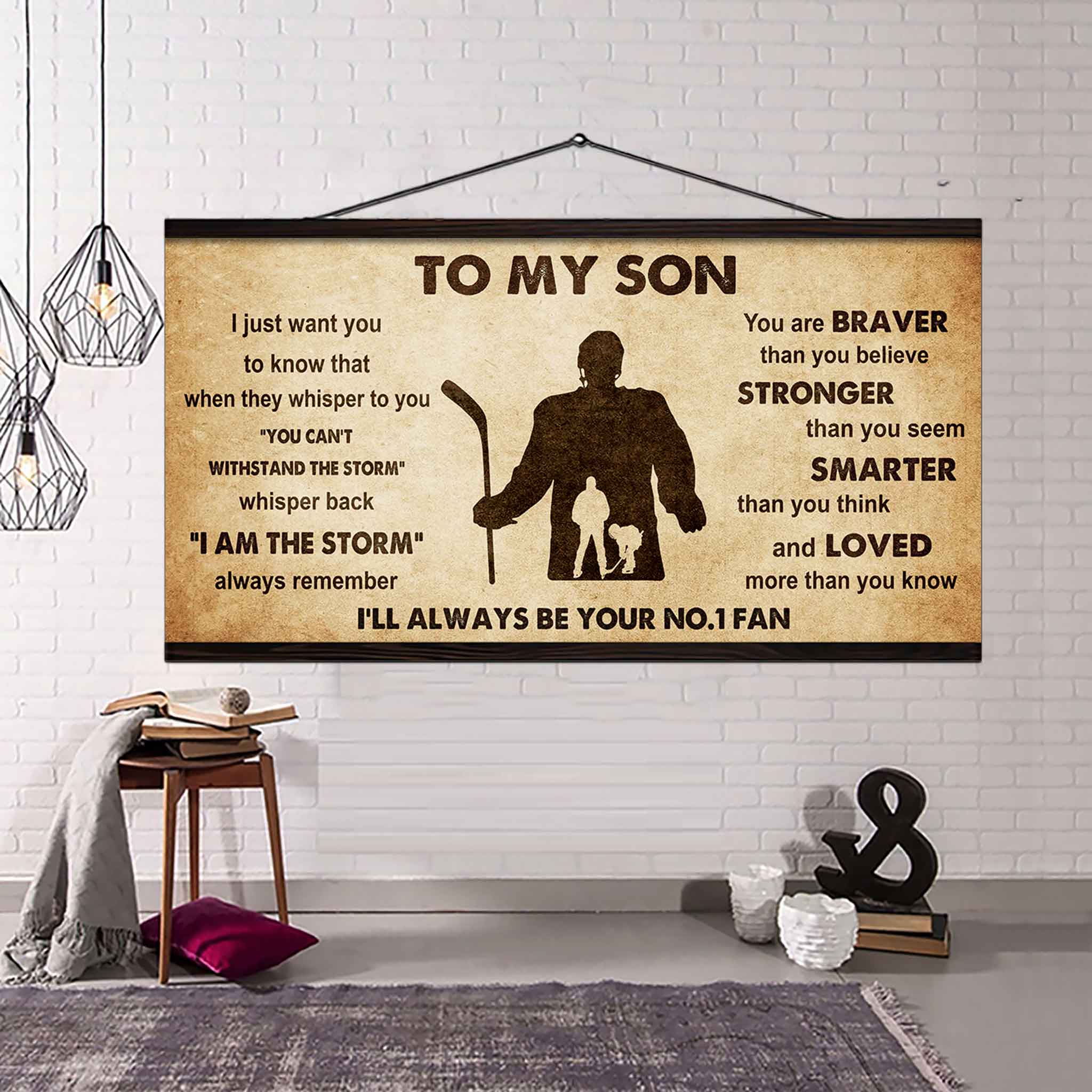 Personalized Sport Poster Canvas I'll Be Your No 1 Fan Dad To Son - Whisper Back I'm The Storm
