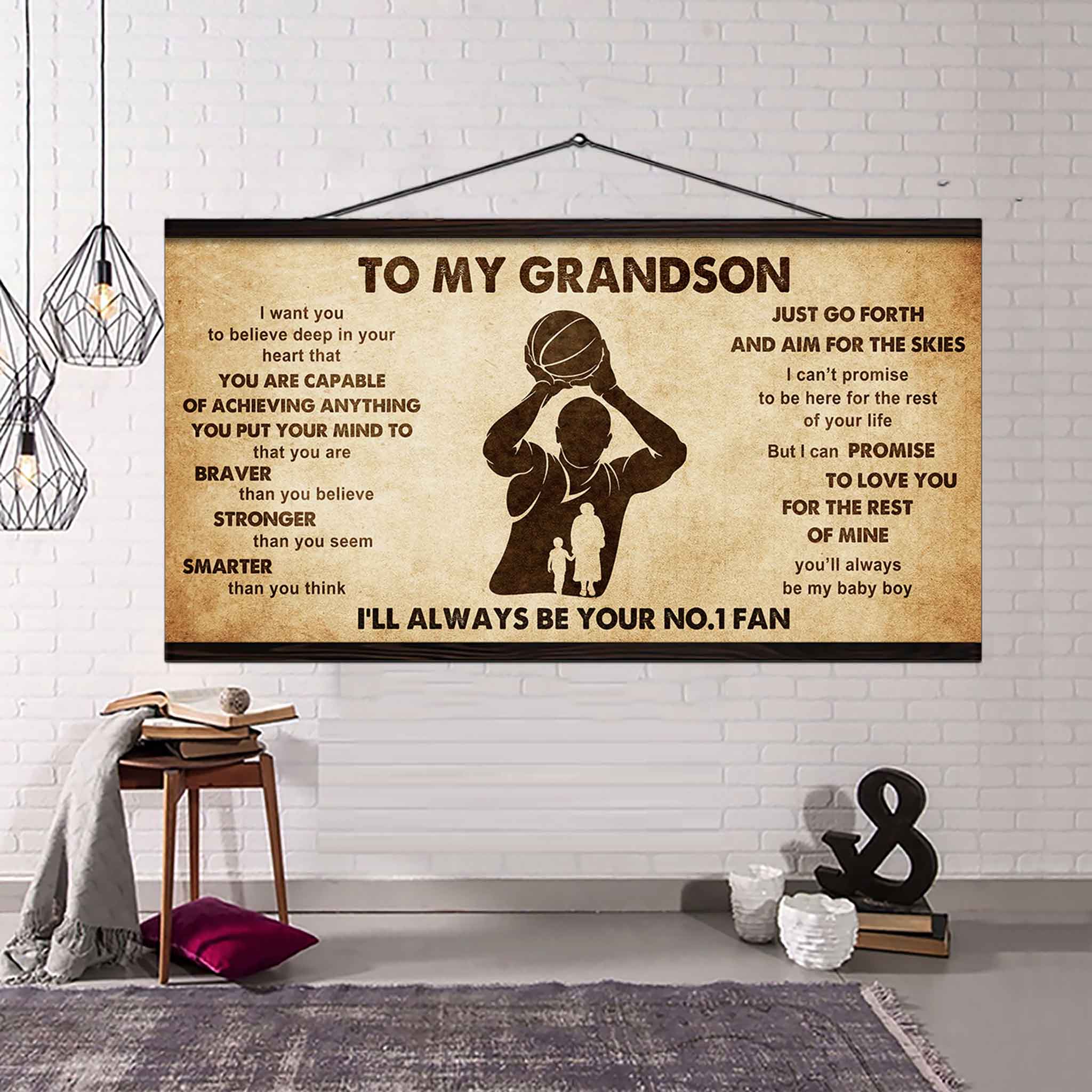 Personalized Sport Baseball Poster Canvas I'll Be Your No 1 Fan Grandma To Grandson - That You Are Braver Than You Believe Just Go Forth