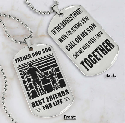 Cowboy Personalized Double Sided Dog Tag Call On Me Son And We Will Fight Them Together Gifts For Your Son From Dad