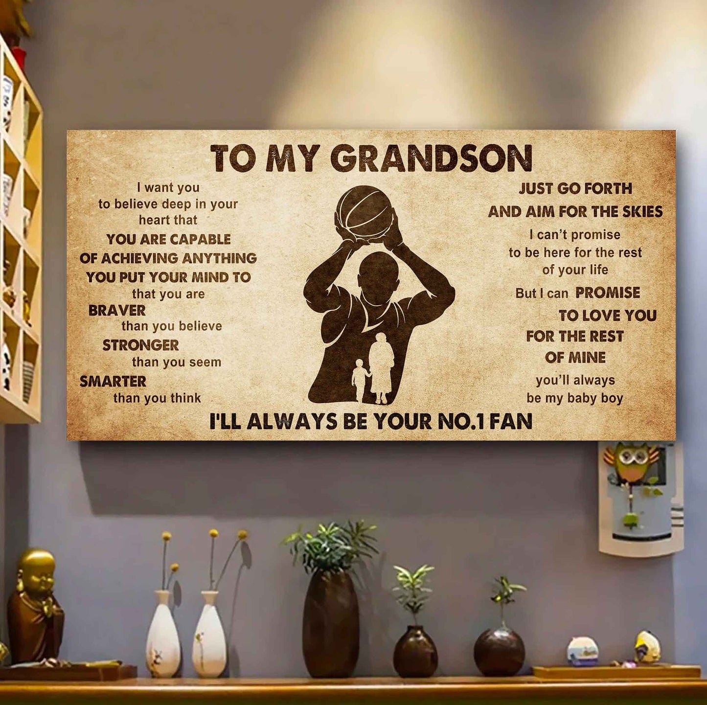 Personalized Sport Baseball Poster Canvas I'll Be Your No 1 Fan Grandma To Grandson - That You Are Braver Than You Believe Just Go Forth
