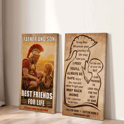 Spartan Canvas Set Father And Son Best Friend For Life - With Message Quotes