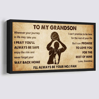 Personalized Sport Baseball Poster Canvas I'll Be Your No 1 Fan Grandma To Grandson - Never Forget Your Way Back Home