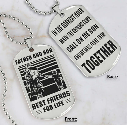 Cowboy Personalized Double Sided Dog Tag Call On Me Son And We Will Fight Them Together Gifts For Your Son From Dad