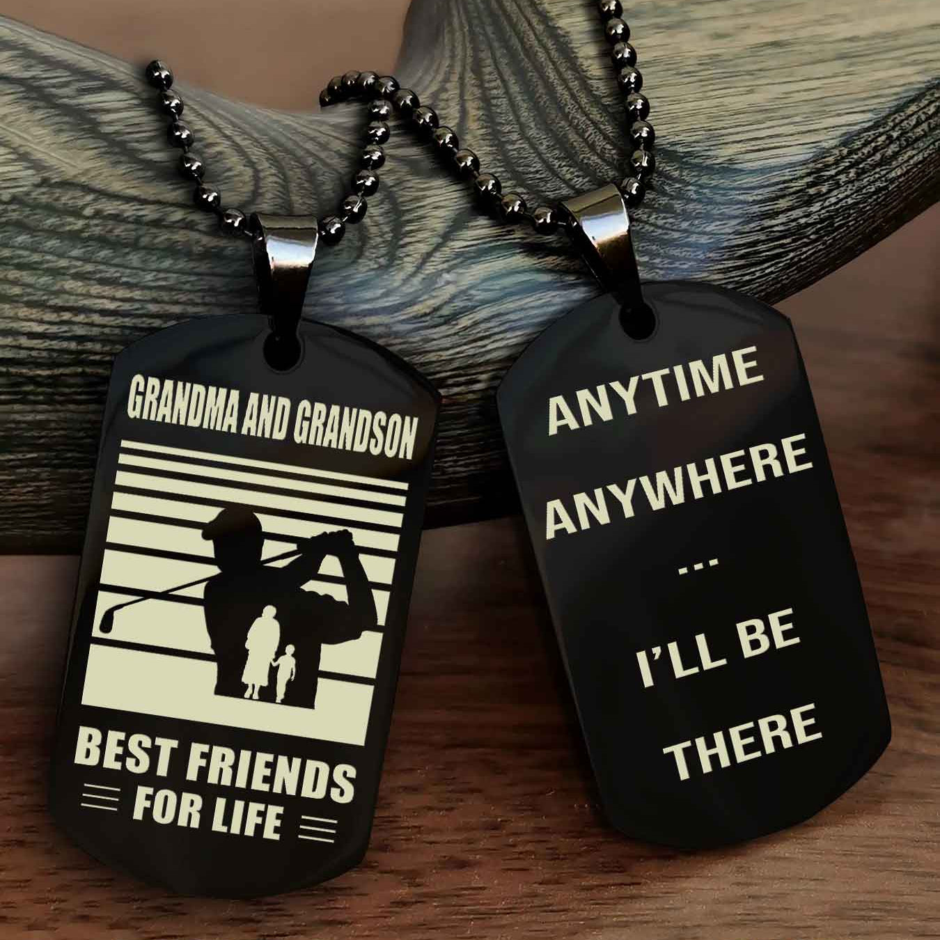 Sport Personalized Double Sided Dog Tag Grandpa And Grandson Best Friend For Life - Anytime Anywhere I Will Be There