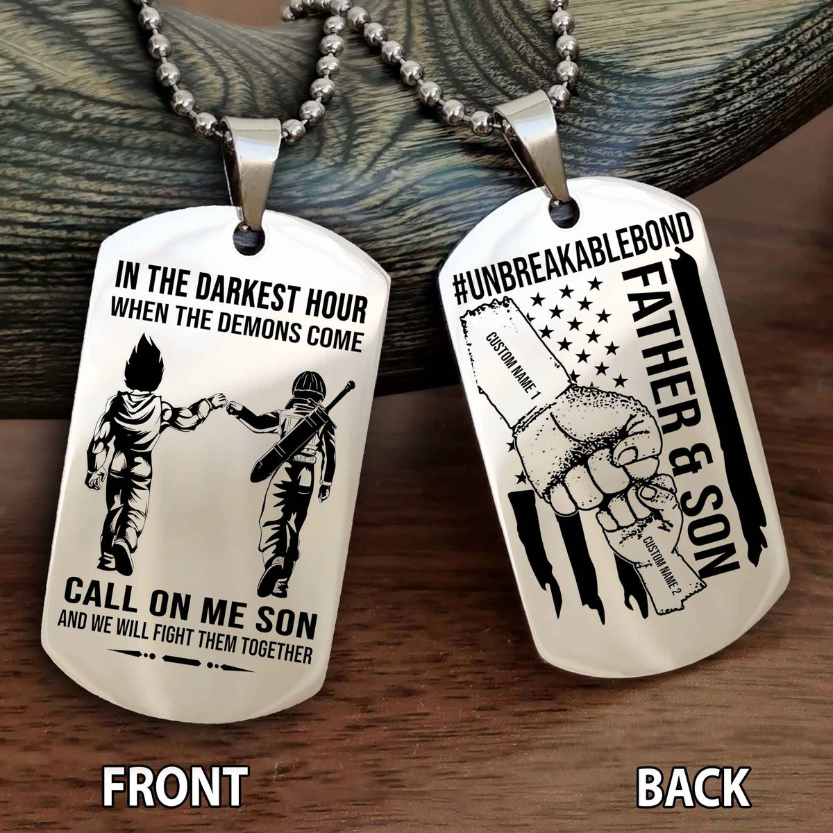 Father And Son UnBreakable Bond Double Side Dog Tag Call On Me Son Kid And We Will Fight Them Together Double Sided Dog Tag