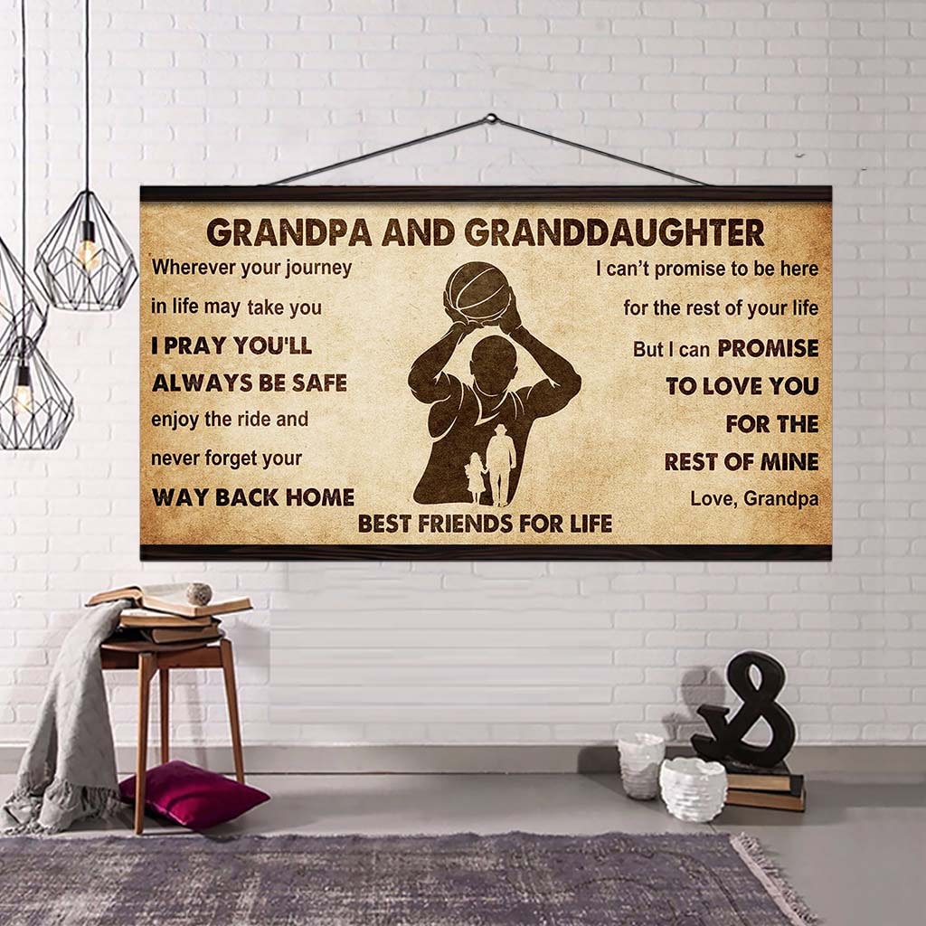 Personalized GrandpaTo Granddaughter Poster Canvas Grandpa and Granddaughter Best Friends For Life - Message For Your Granddaughter Gifts For Her