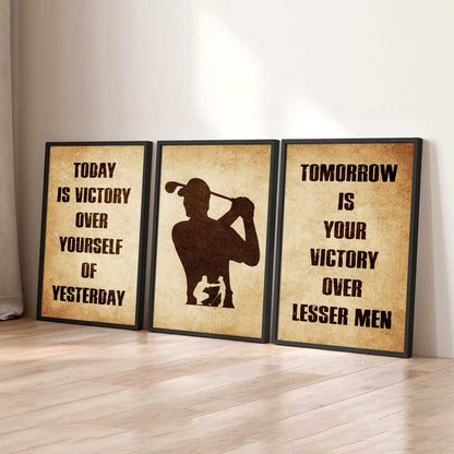 Combo 3 Warrior Canvas Poster Today Is Victory Over Yourself Of Yesterday Tomorrow Is Your Victory Over Lesser Men
