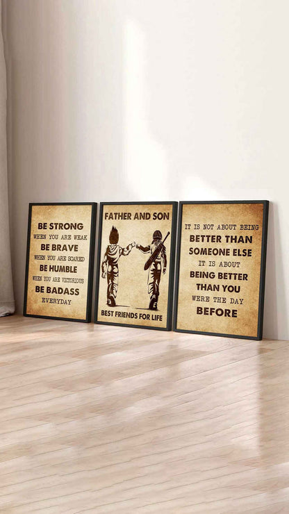 Combo 3 Biker Poster Canvas Be Strong When You Are Weak - It's Not About Being Better Than Someone Else It's About Being Better Than You Were The Day Before