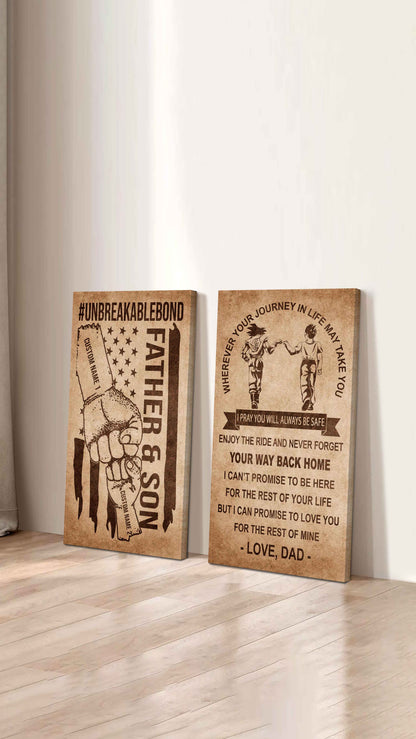 Father And Son Canvas Set To My Son Enjoy The Ride Never Forget Your Way Back Home