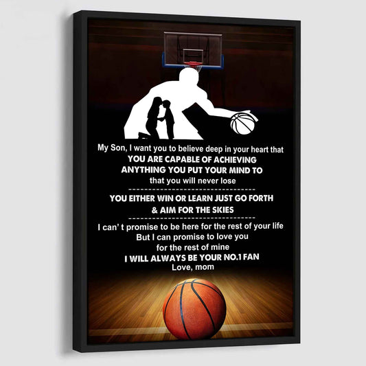 Baseball Poster Canvas Mom To Son - You Will Never Lose You Either Win Or Learn I Will Always Your No 1 Fan