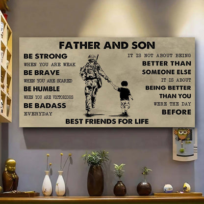 Biker Father And Daughter Best Friends For Life - Be Strong When You Are Weak Poster Canvas Gift For Son From Father