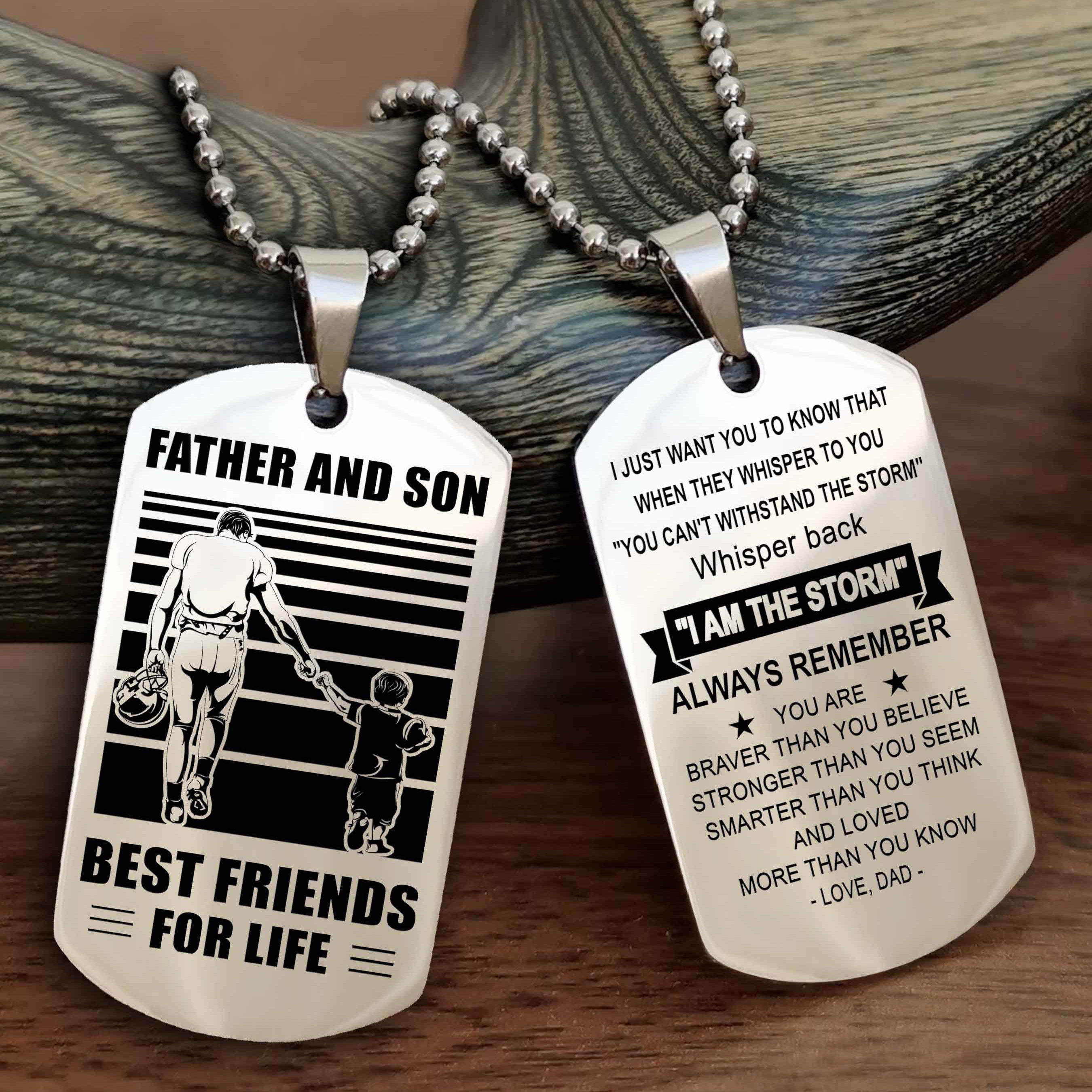 Cowboy Personalized Double Sided Dog Tag To My Son I Love You - Whisper Back I'm The Storm