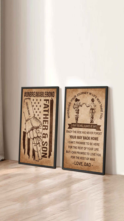 Father And Son Canvas Set To My Son Enjoy The Ride Never Forget Your Way Back Home