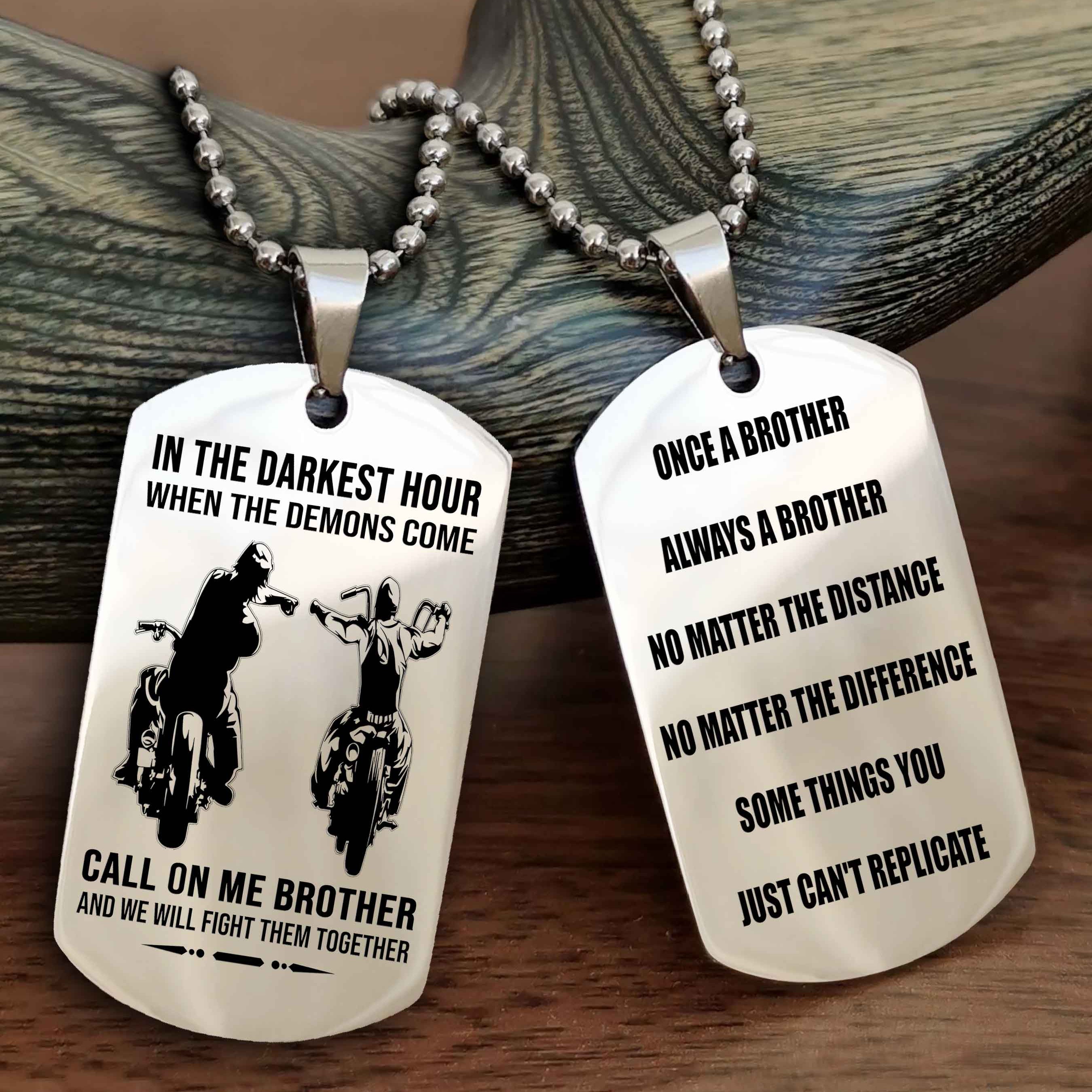 Cowboy Customizable engraved dog tag double sided gift from brother Once A Brother Always A Brother