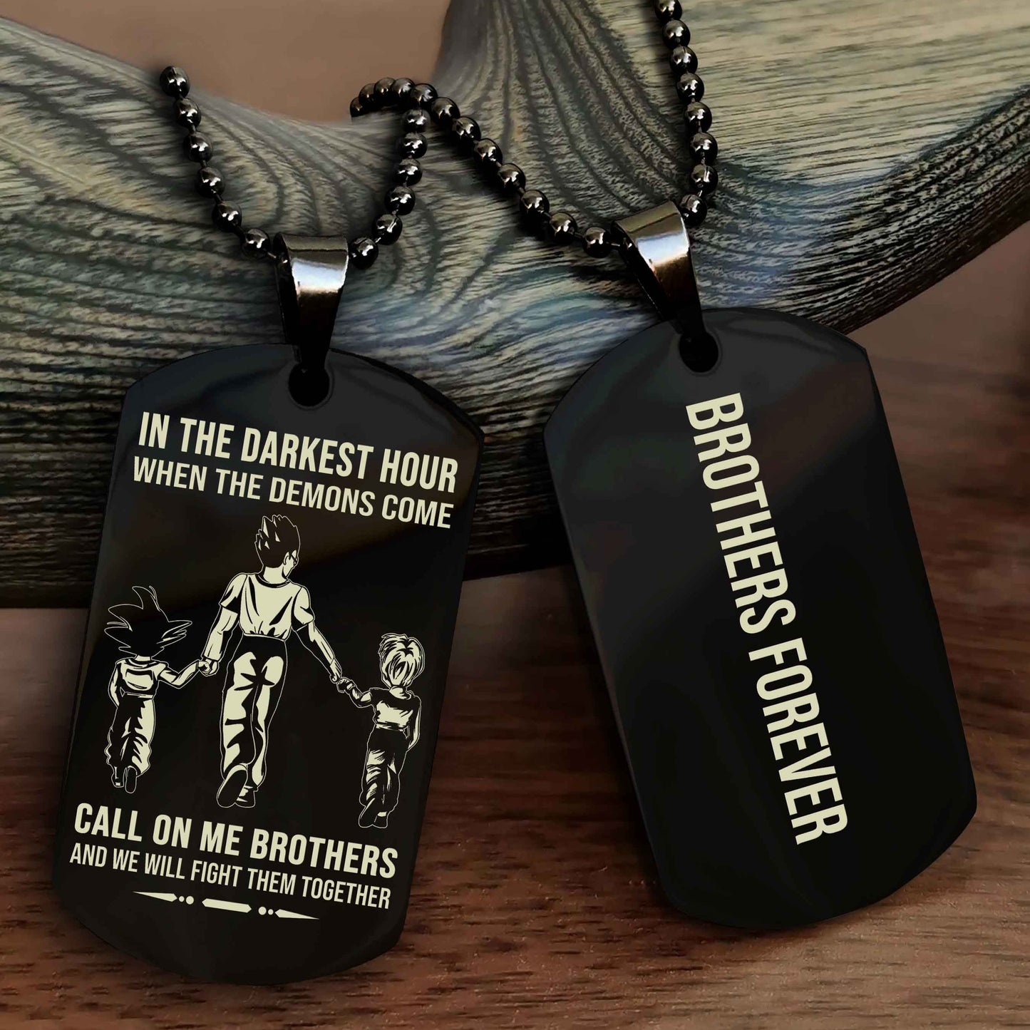 Biker Customizable engraved black dog tag double sided gift from brother, brother forevers