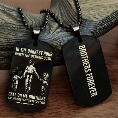 Biker Customizable engraved black dog tag double sided gift from brother, brother forevers