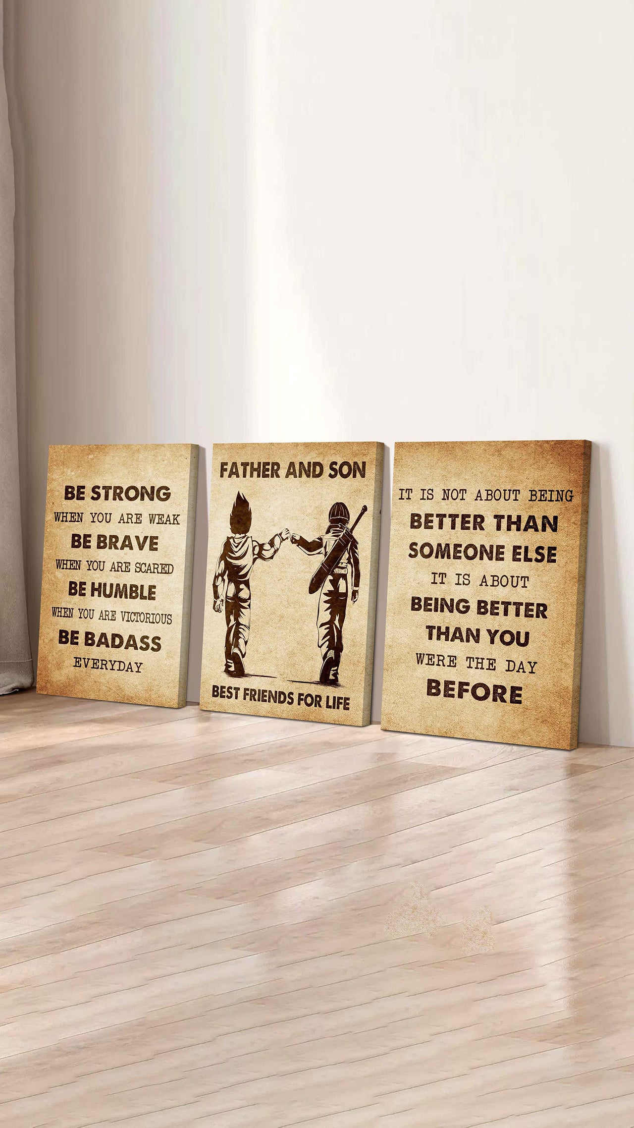 Combo 3 Biker Poster Canvas Be Strong When You Are Weak - It's Not About Being Better Than Someone Else It's About Being Better Than You Were The Day Before