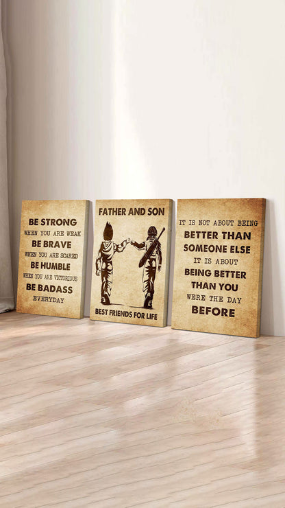 Combo 3 Biker Poster Canvas Be Strong When You Are Weak - It's Not About Being Better Than Someone Else It's About Being Better Than You Were The Day Before