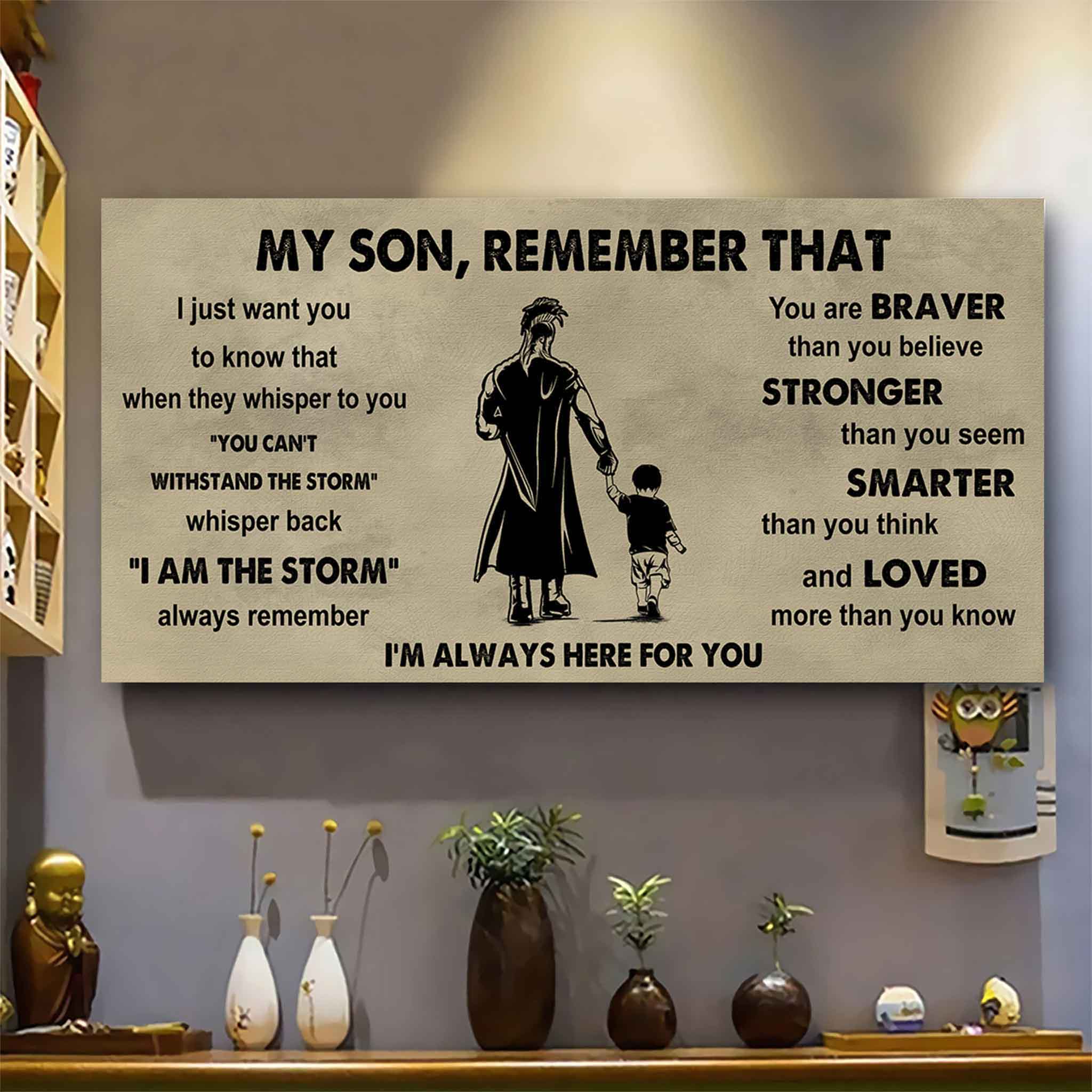 Personalized DRB Poster Canvas - My Son Remember That Whisper Back I Am The Storm