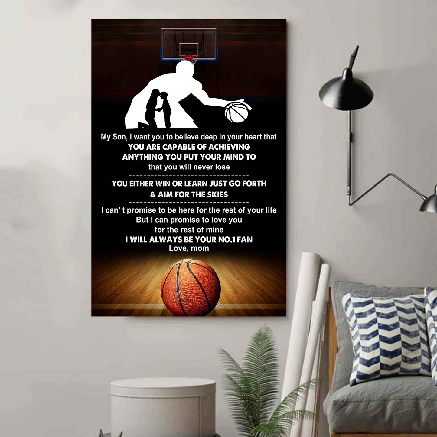 Baseball Poster Canvas Mom To Son - You Will Never Lose You Either Win Or Learn I Will Always Your No 1 Fan