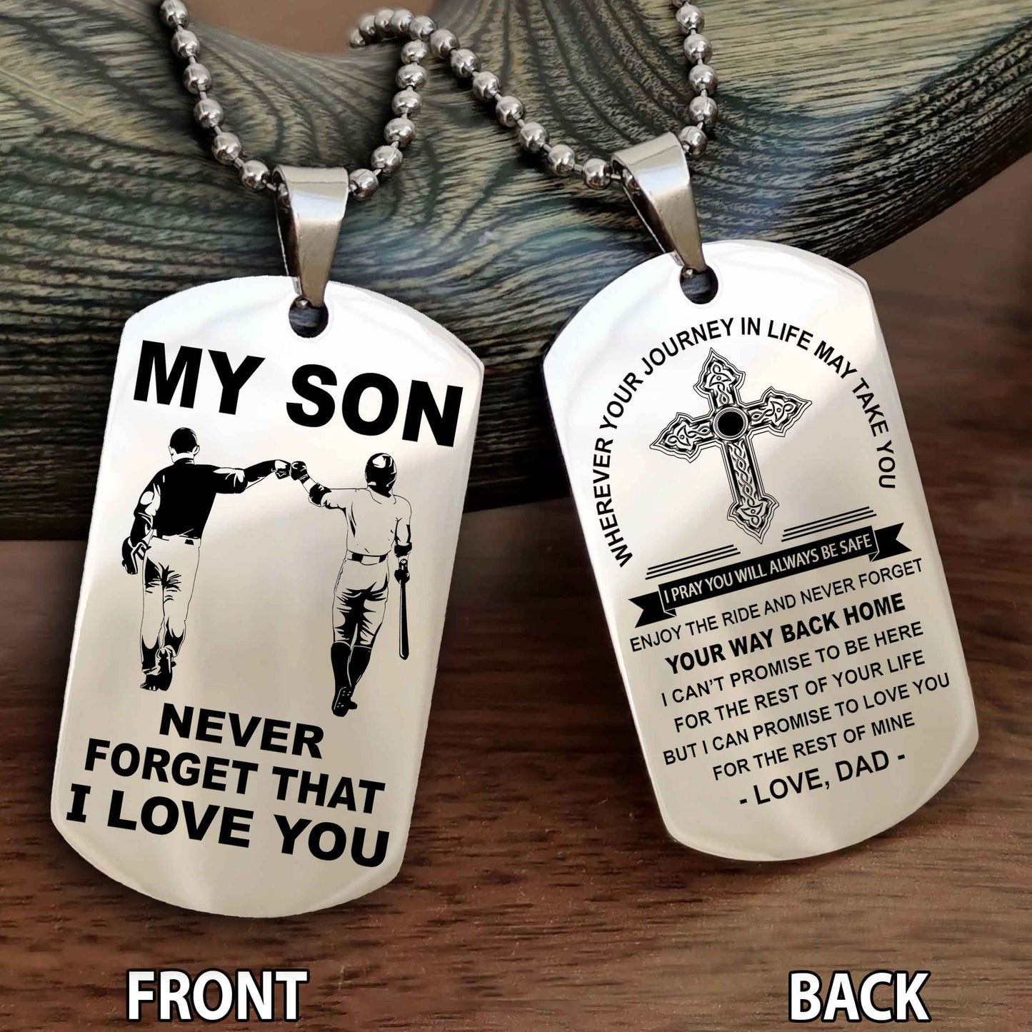 Special Version Double Side Dog Tag My Son Never Forget Your Way Back Home Cross Gift For You Son