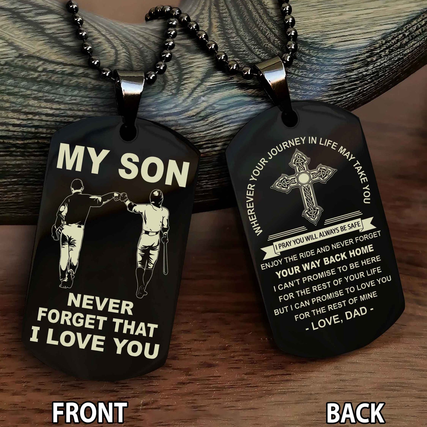 Special Version Double Side Dog Tag My Son Never Forget Your Way Back Home Cross Gift For You Son