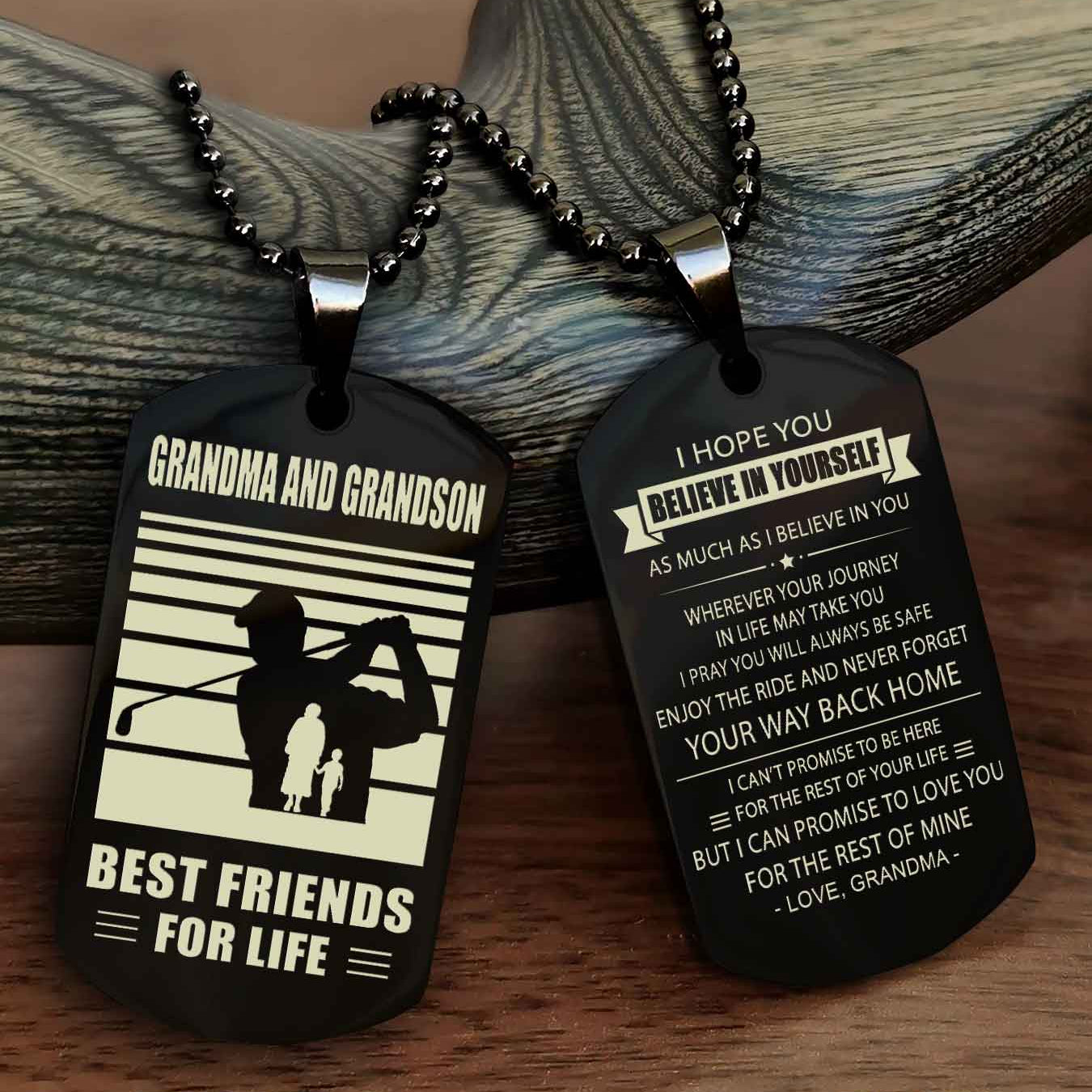Sport Personalized Double Sided Dog Tag Grandpa And Grandson Best Friend For Life - Never Forget Your Way Back Home I Belive In You