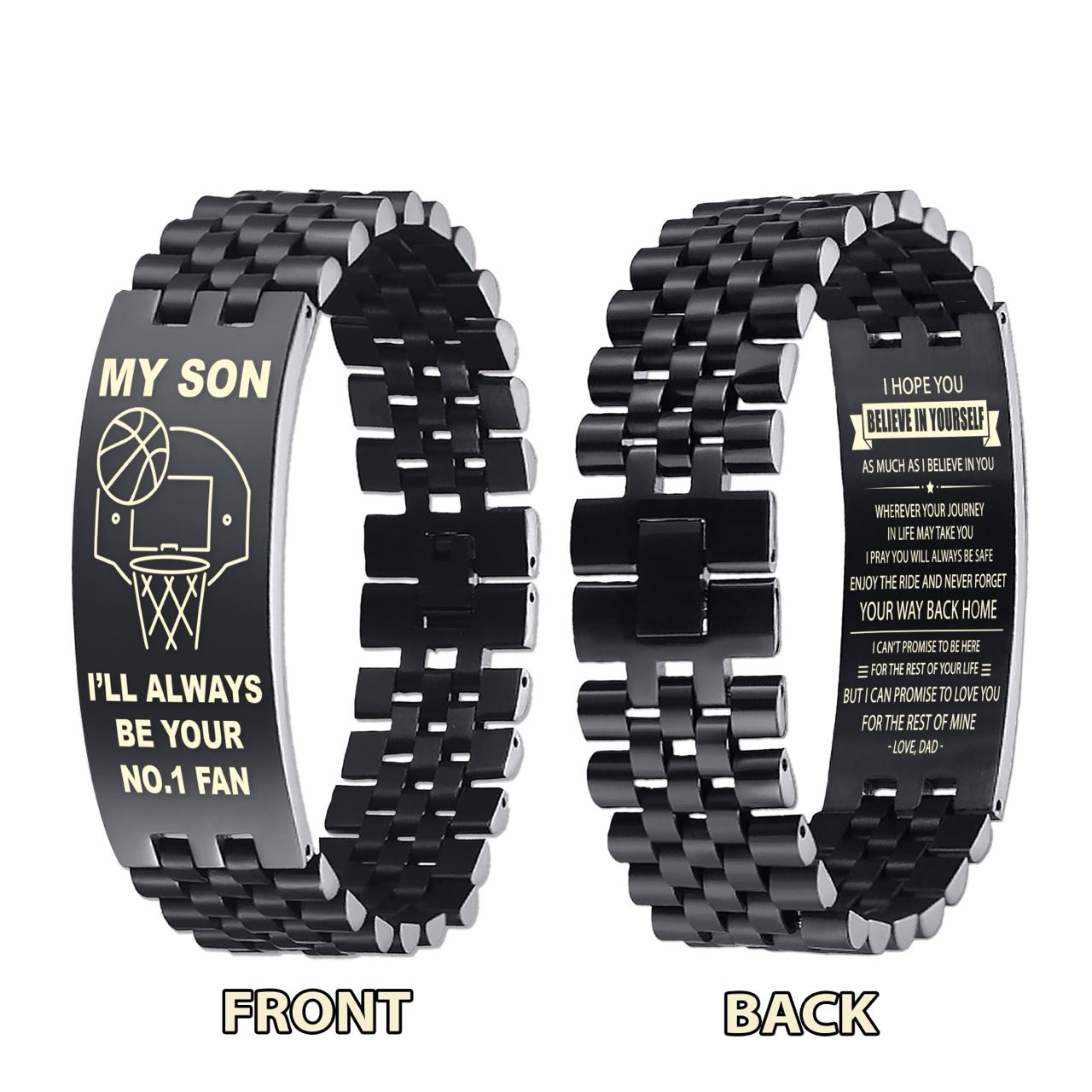 DS6 Customizable basketball bracelet, gifts from dad mom to son- I hope you believe in yourself