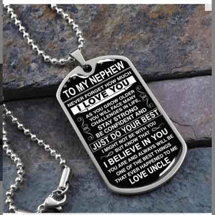 To My Newphew Silver Plated Dog Tag