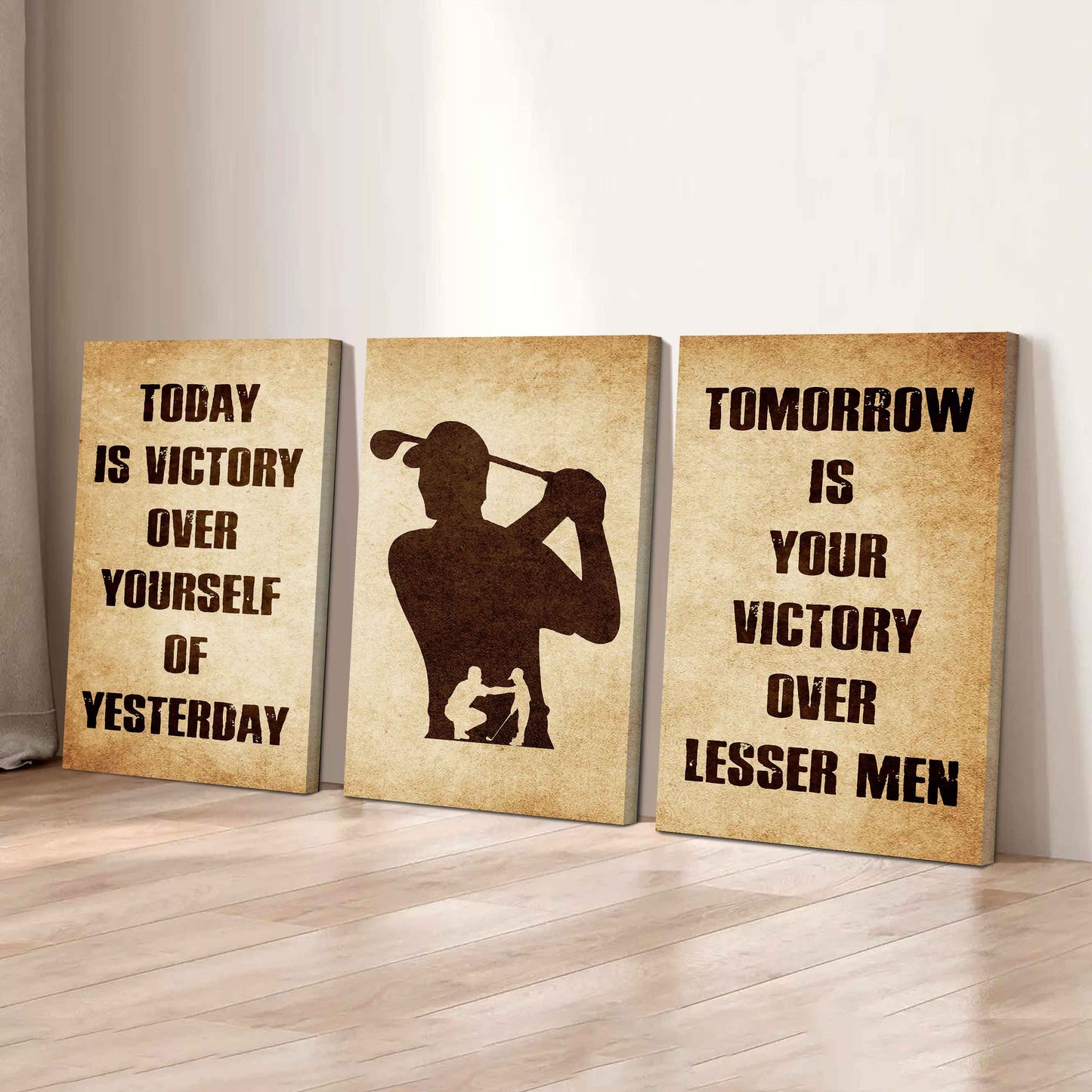Combo 3 Warrior Canvas Poster Today Is Victory Over Yourself Of Yesterday Tomorrow Is Your Victory Over Lesser Men